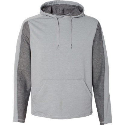 Custom Mens Omega Stretch Hooded Sweatshirt Silver Grey Triblend