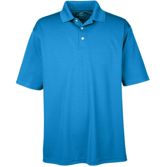 Custom Mens Cool & Dry Stain-Release Performance Polo Pacific Blue