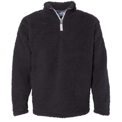 Custom Mens Sherpa Quarter-Zip Pullover Black