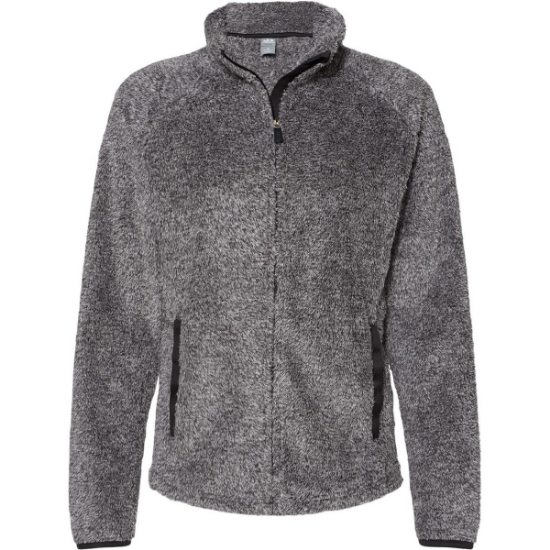 Custom Womens Boundary Shag Frosty Sherpa Full-Zip Black