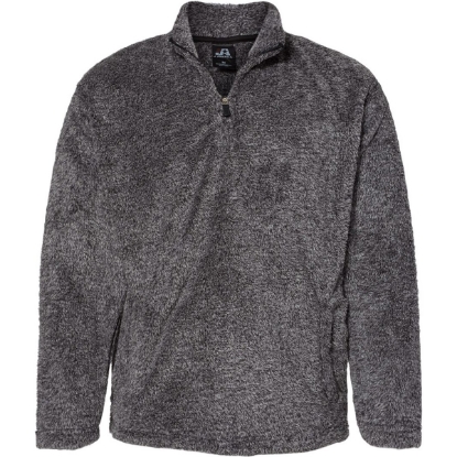 Custom Unisex Boundary Shag Frosty Sherpa Quarter-Zip Pullover Black