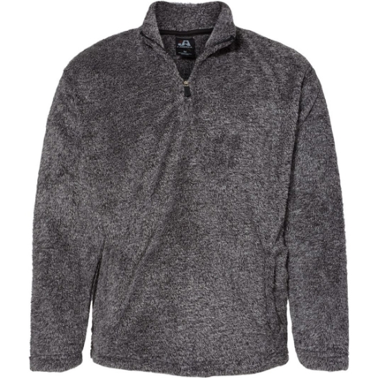 Custom Unisex Boundary Shag Frosty Sherpa Quarter-Zip Pullover Black