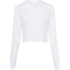 Custom Women’s Triblend Crop Long Sleeve Hoodie Tee Solid White Triblend
