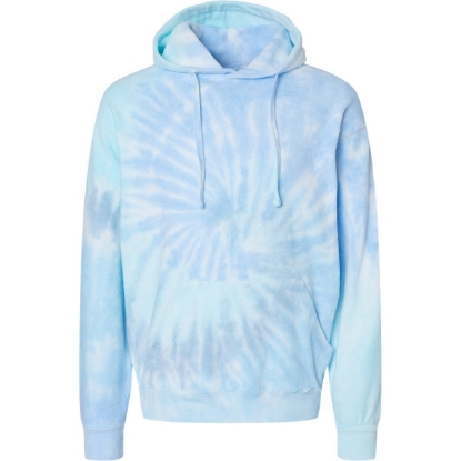 Custom Unisex Tie-Dyed Cloud Inside-Out Fleece Hooded Sweatshirt Lagoon