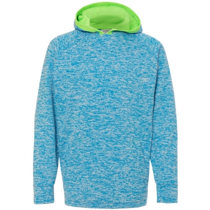 Custom Youth Cosmic Fleece Hooded Sweatshirt Electric Blue/ Neon Green