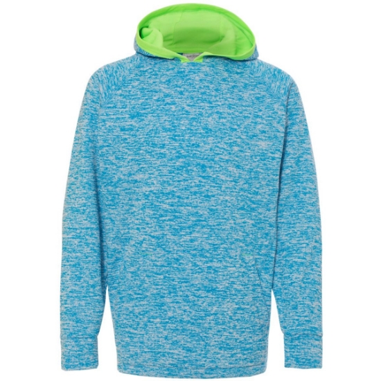 Custom Youth Cosmic Fleece Hooded Sweatshirt Electric Blue/ Neon Green