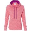 Custom Women’s Cosmic Fleece Hooded Sweatshirt Fire Coral/ Magenta
