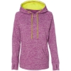 Custom Women’s Cosmic Fleece Hooded Sweatshirt Magenta/ Neon Yellow