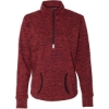 Custom Womens Cosmic Fleece Quarter-Zip Pullover Red Fleck/ Black