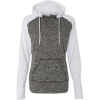 Custom Women’s Colorblocked Cosmic Fleece Hooded Sweatshirt Charcoal Fleck/ White