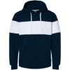 Custom Mens Varsity Fleece Colorblocked Hooded Sweatshirt Navy