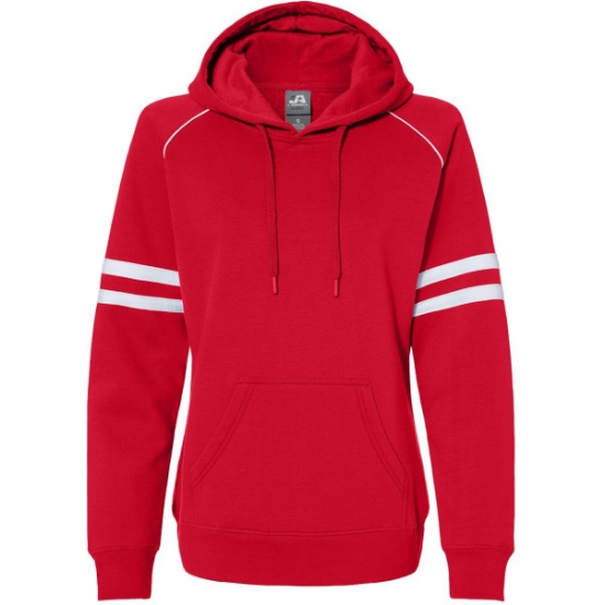 Custom Womens Varsity Fleece Piped Hooded Sweatshirt Red