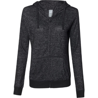 Custom Women’s Cozy Jersey Hooded Full-Zip Black