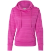 Custom Womens Odyssey Striped Performance Fleece Lapover Hooded Sweatshirt Passion Pink Stripe