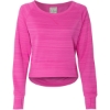 Custom Womens Odyssey Striped Performance Fleece Hi-Low Crewneck Sweatshirt Passion Pink Stripe
