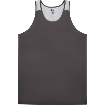 Custom Mens Ventback Singlet Tank Top Graphite/ White
