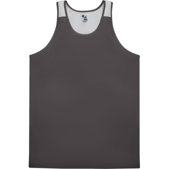 Custom Mens Ventback Singlet Tank Top Graphite/ White