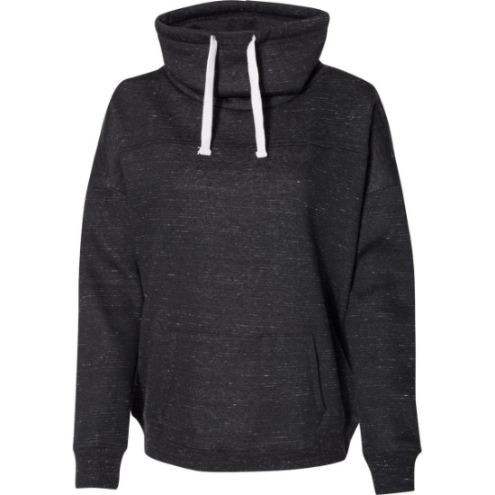 Custom Women’s Mélange Fleece Cowl Neck Sweatshirt Black