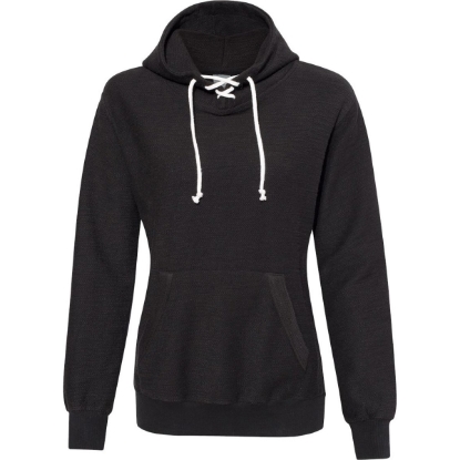 Custom Women’s French Terry Sport Lace Scuba Hooded Sweatshirt Black