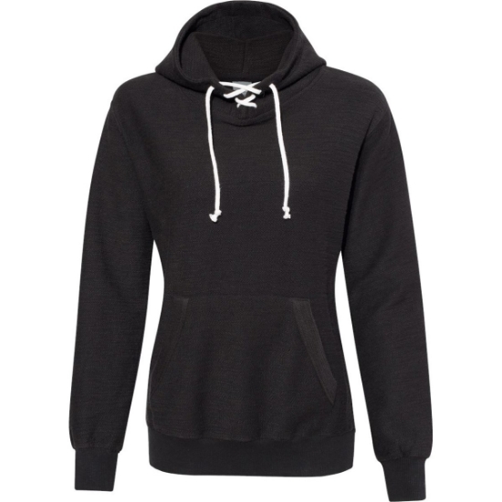 Custom Women’s French Terry Sport Lace Scuba Hooded Sweatshirt Black