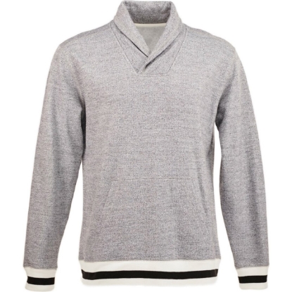 Custom Mens Peppered Fleece Shawl Collar Sweatshirt Pepper/ Black