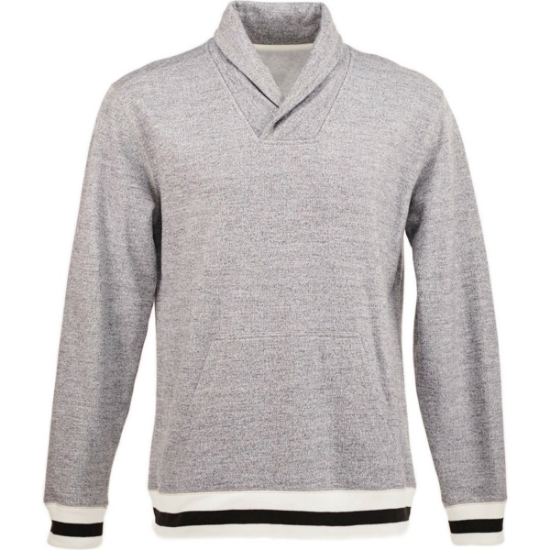 Custom Mens Peppered Fleece Shawl Collar Sweatshirt Pepper/ Black