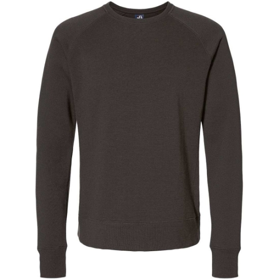 Custom Mens Ripple Fleece Raglan Crewneck Sweatshirt Black