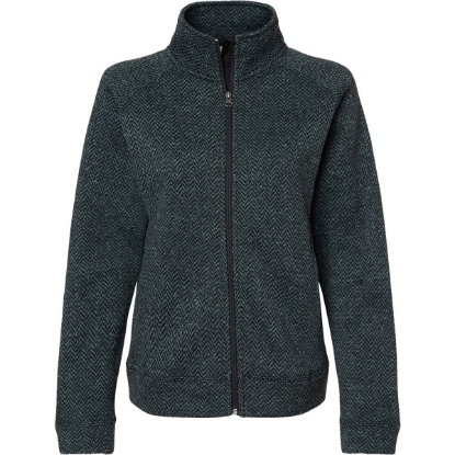 Custom Womens Traverse Full-Zip Sweater Black Herringbone