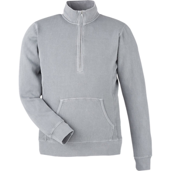 Custom Unisex Pigment-Dyed Fleece Quarter-Zip Pullover Cloud