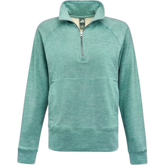 Custom Womens Electric Fleece Quarter-Zip Sweatshirt Electric Jade