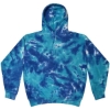 Custom Youth Tie-Dyed Hooded Sweatshirt Multi Blue