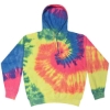 Custom Youth Tie-Dyed Hooded Sweatshirt Neon Rainbow