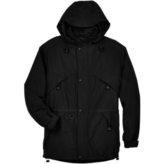 Custom Mens 3-in-1 Parka with Dobby Trim Black