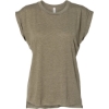 Custom Women’s Flowy Rolled Cuffs Muscle Tee Heather Olive