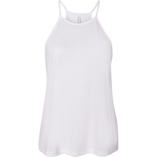 Custom Womens Flowy High-Neck Tank White