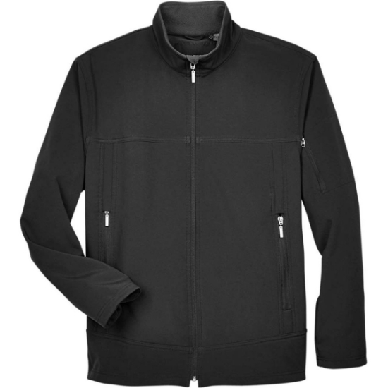 Custom Mens Three Layer Fleece Performance Soft Shell Jacket Black