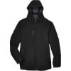 Custom Mens Glacier Insulated Three-Layer Fleece Soft Shell Hood Jacket with Detachable Hood Black
