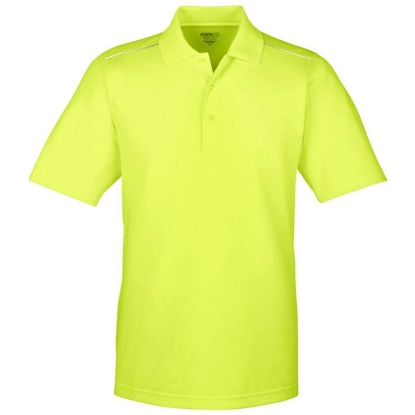 Custom Mens Radiant Performance Piqué Polo with Reflective Piping Safety Yellow