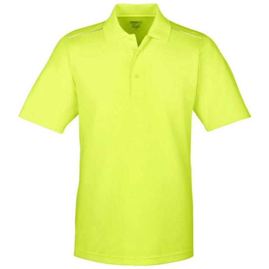 Custom Mens Radiant Performance Piqué Polo with Reflective Piping Safety Yellow