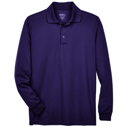 Custom Mens Pinnacle Performance Long Sleeve Piqué Polo Campus Purple