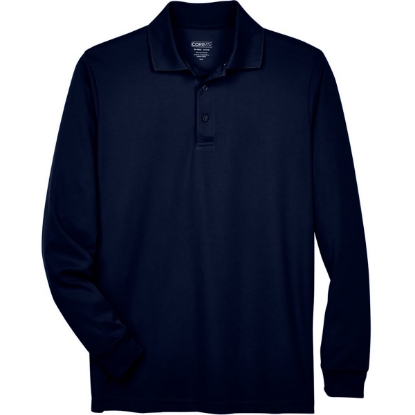 Custom Mens Tall Pinnacle Performance Long Sleeve Piqué Polo Classic Navy