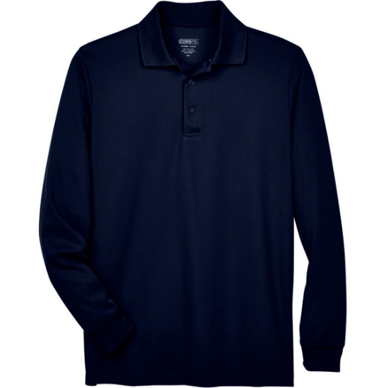 Custom Mens Tall Pinnacle Performance Long Sleeve Piqué Polo Classic Navy
