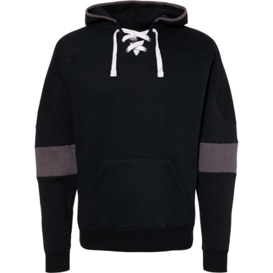 Custom Mens Sport Lace Colorblocked Fleece Hooded Sweatshirt Black