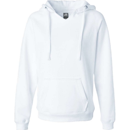 Custom Womens Sueded V-Neck Hooded Sweatshirt White