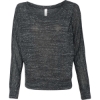 Custom Women’s Flowy Off Shoulder Long Sleeve Tee Black Marble