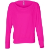 Custom Women’s Flowy Off Shoulder Long Sleeve Tee Neon Pink