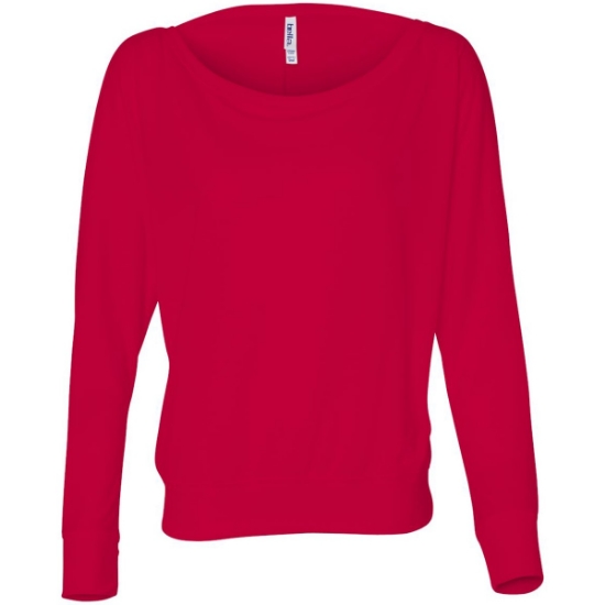 Custom Women’s Flowy Off Shoulder Long Sleeve Tee Red
