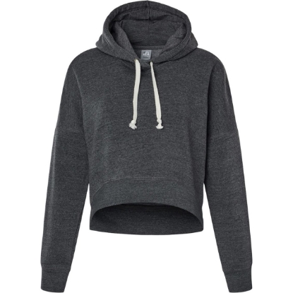 Custom Womens Crop Hooded Sweatshirt Black Triblend