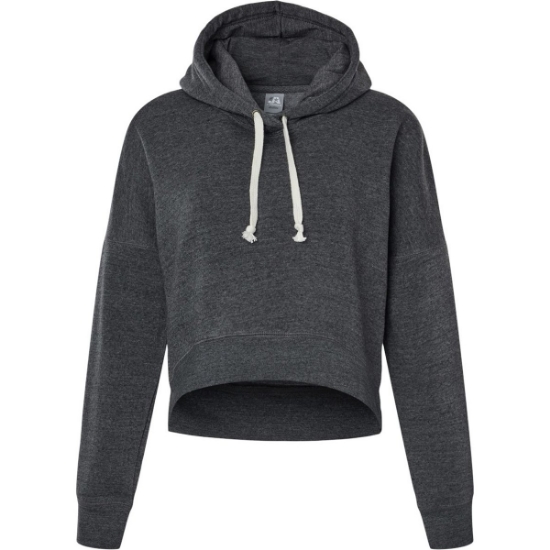 Custom Womens Crop Hooded Sweatshirt Black Triblend