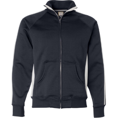 Custom Mens Vintage Polyester Fleece Track Jacket Navy/ White